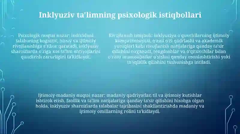 Turli Yo'Nalishidagi Ilmiy Tadqiqotlarda Inklyuziv Ta’Lim Muammolarini O'Rganish 4