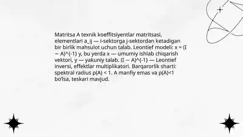 Chiziqli algebra elementlari va ularning iqtisodiyotdagi tatbiqi 4