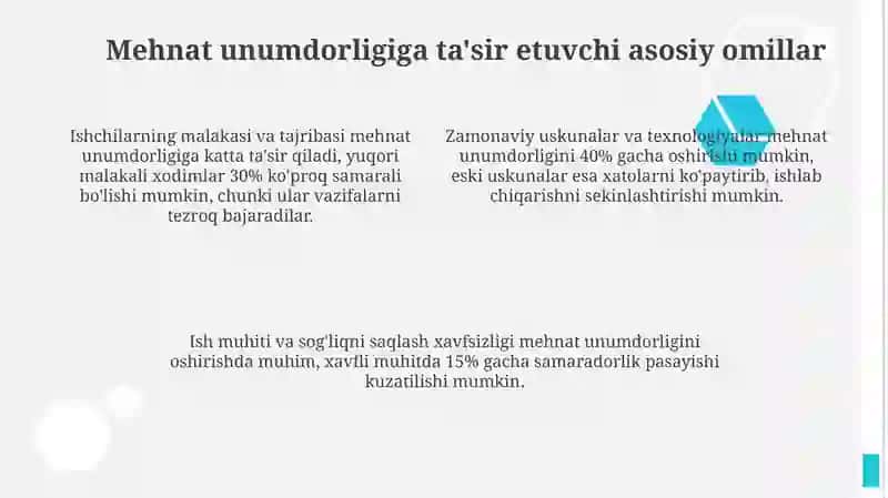 Mehnat unumdorligi va uni oshirish yo'llari 4