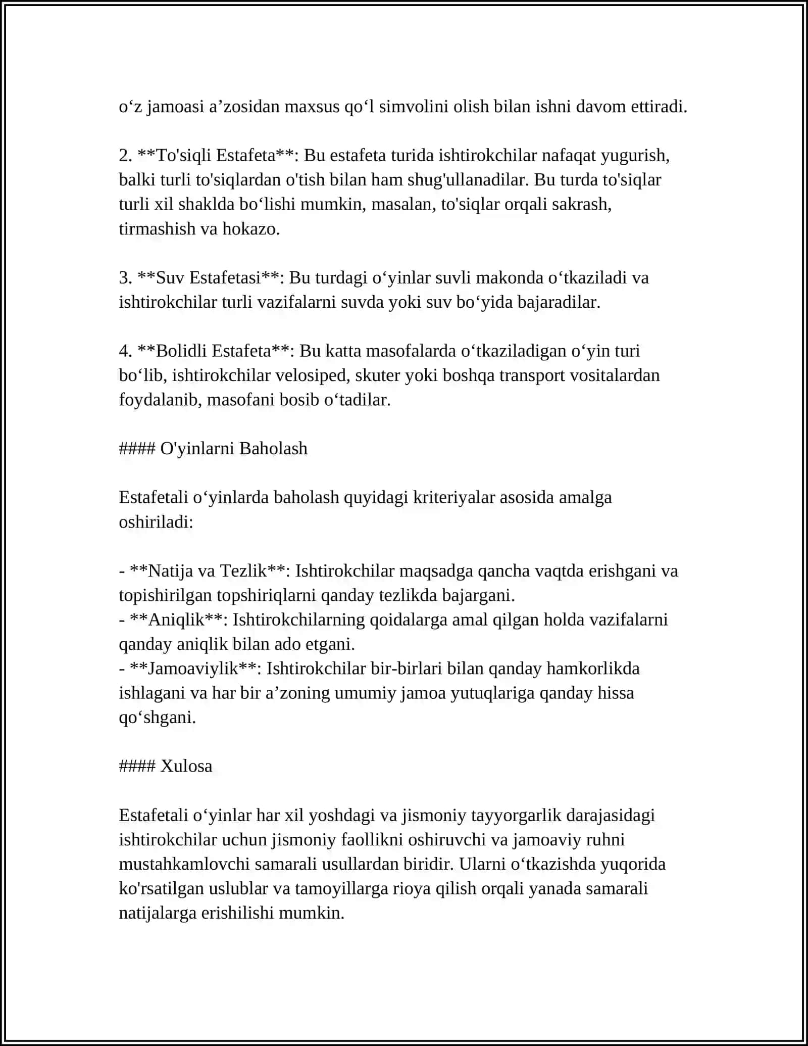ESTAFETALI HARAKATLI OʻYINLARNI OʻTKAZISH 4