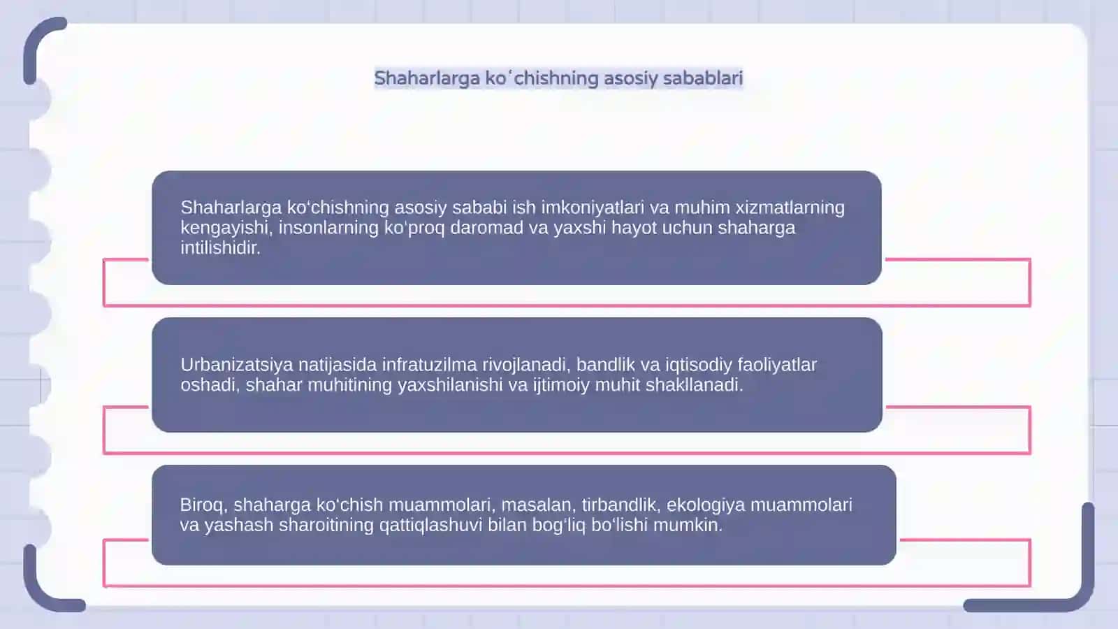 Urbanizatsiya: aholining shaharlarga koʻchishi sabab va oqibatlari 4