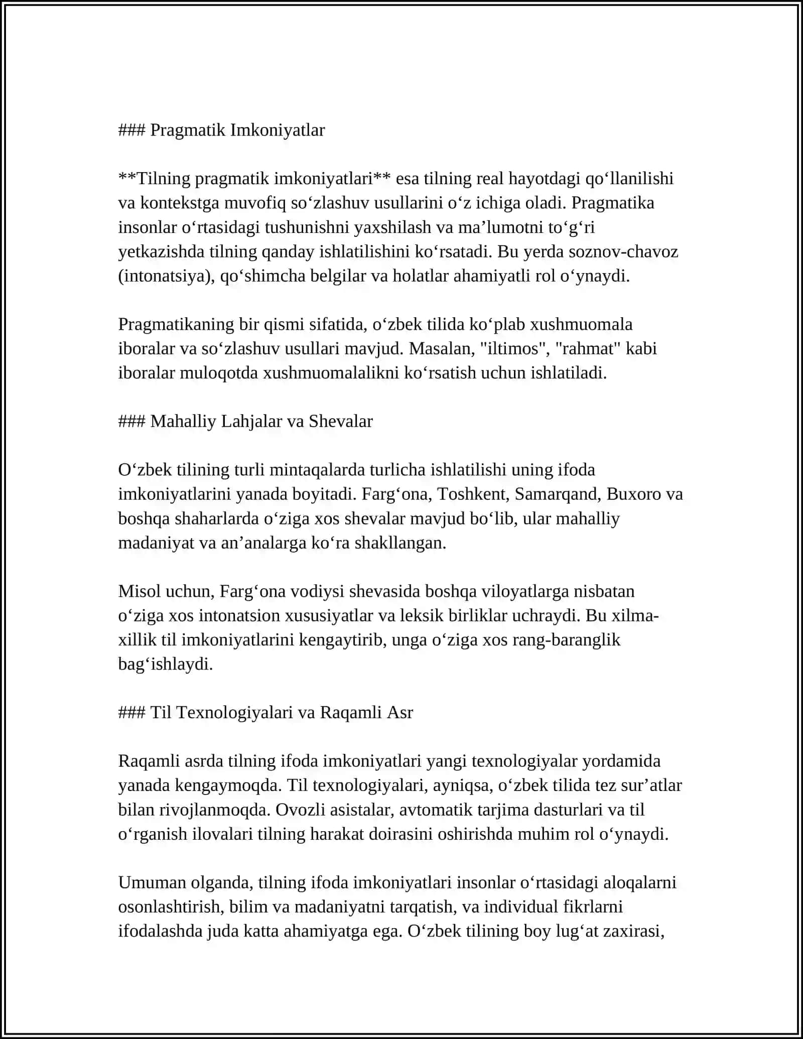 TILNING IFODA IMKONIYATLARI:5-6-SINF DARSLIKLARINI SOLISHTIRGAN HOLDA 4