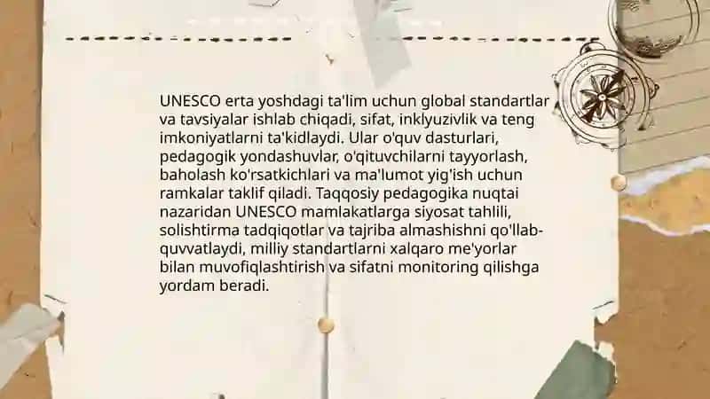 Maktabgacha talimda qiyosiy pedogogika fan rivojlantrishda xalqaro tashkilotlarni va ularning faoliyati kamola 4