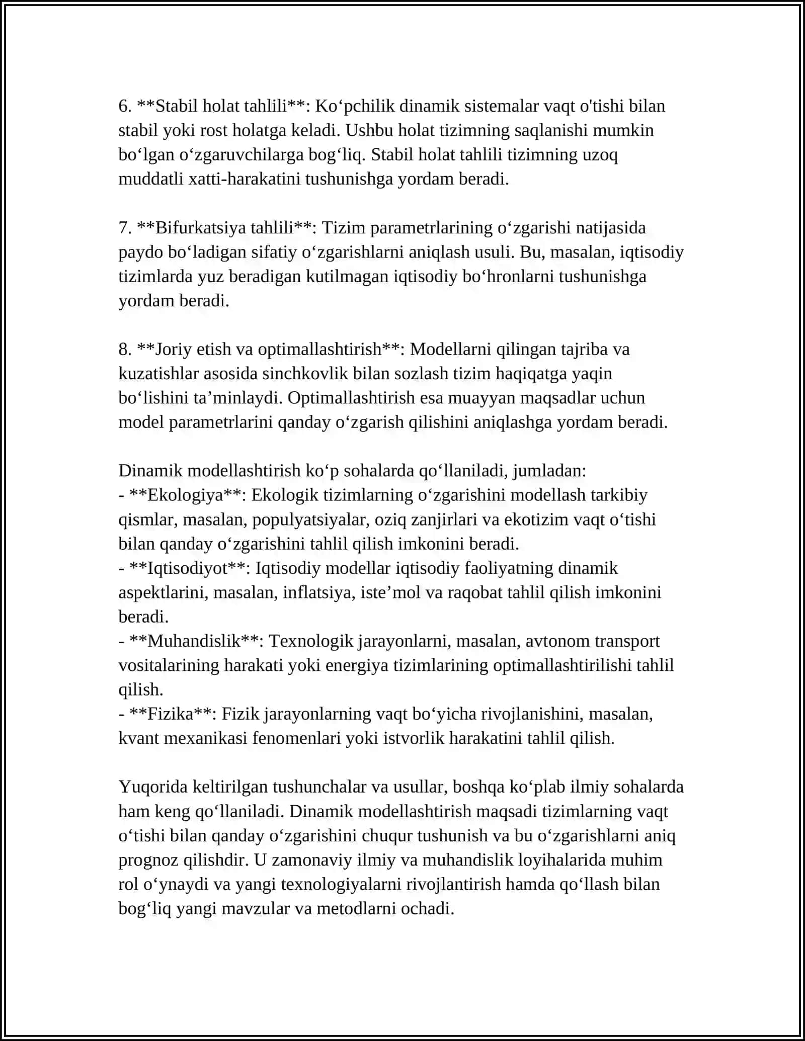 DINAMIK MODELLARDAN FOYDALANISH TEXNOLOGIYASI 4