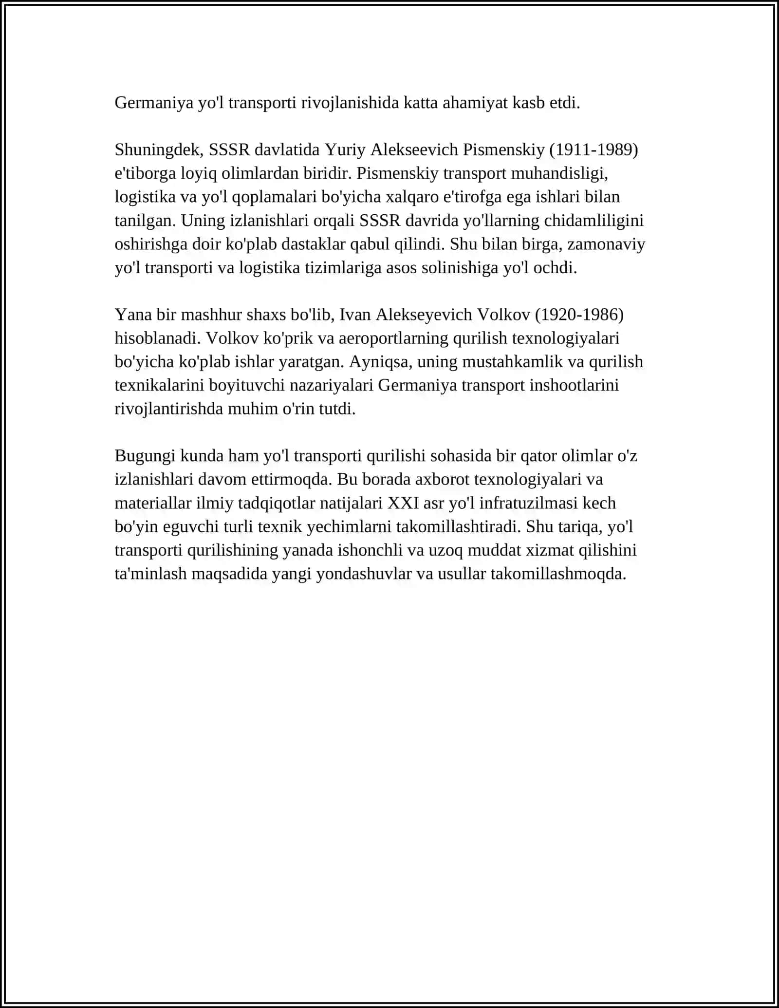 TEMIR YO'L TRANSPORTI QURILISHI BORASIDAGI TANIQLI OLIMLAR VA QURUVCHILAR 4