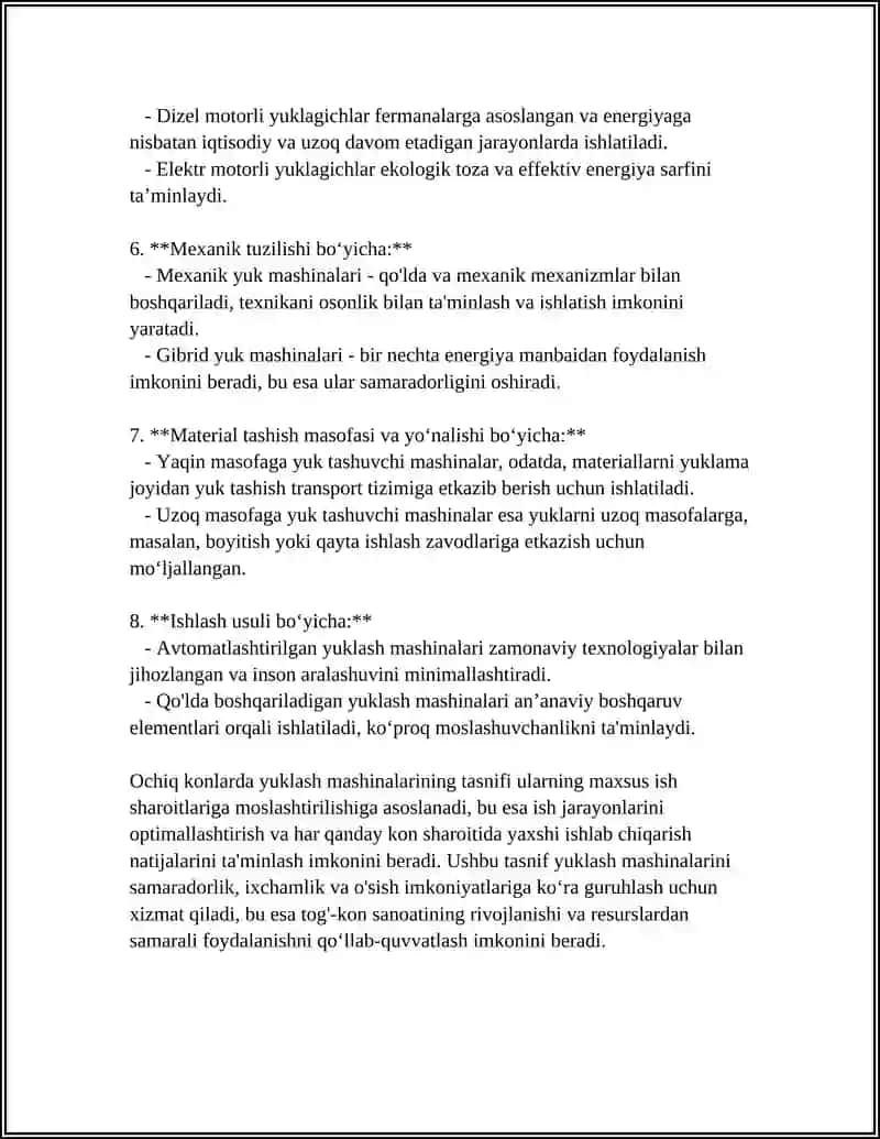 Ochik konlarda ishlatiluvchi yuklash mashinalari 4