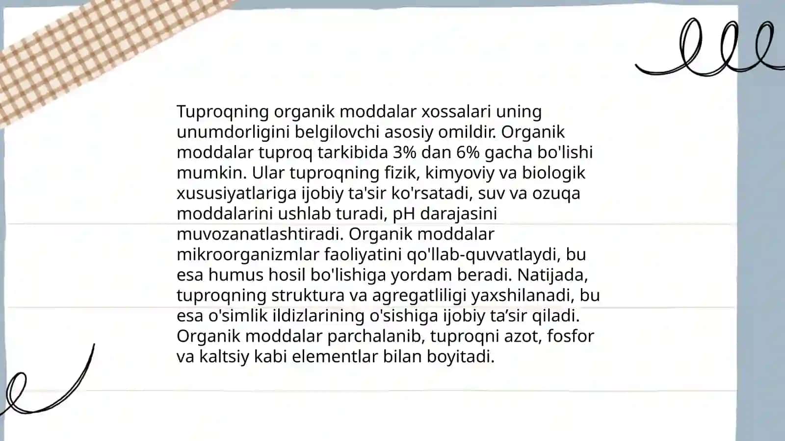 Tuproq organik qismining kelib chiqish tartibi, xossalari ahamiyati 4