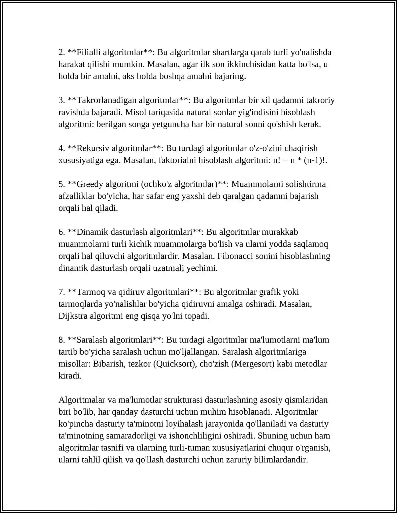 ALGARITIMLAR VA BERILGANLAR STRUKTURASI 4