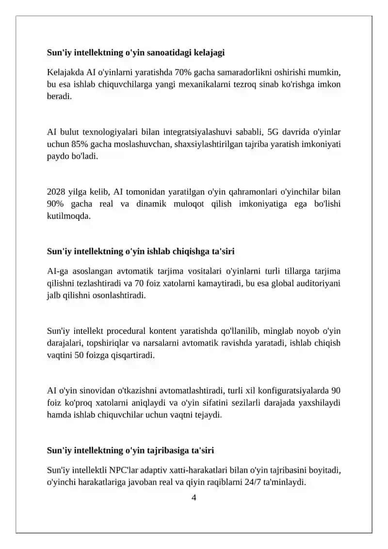 Sun'iy Intellektning o'yin sanoatiga ta'siri 4