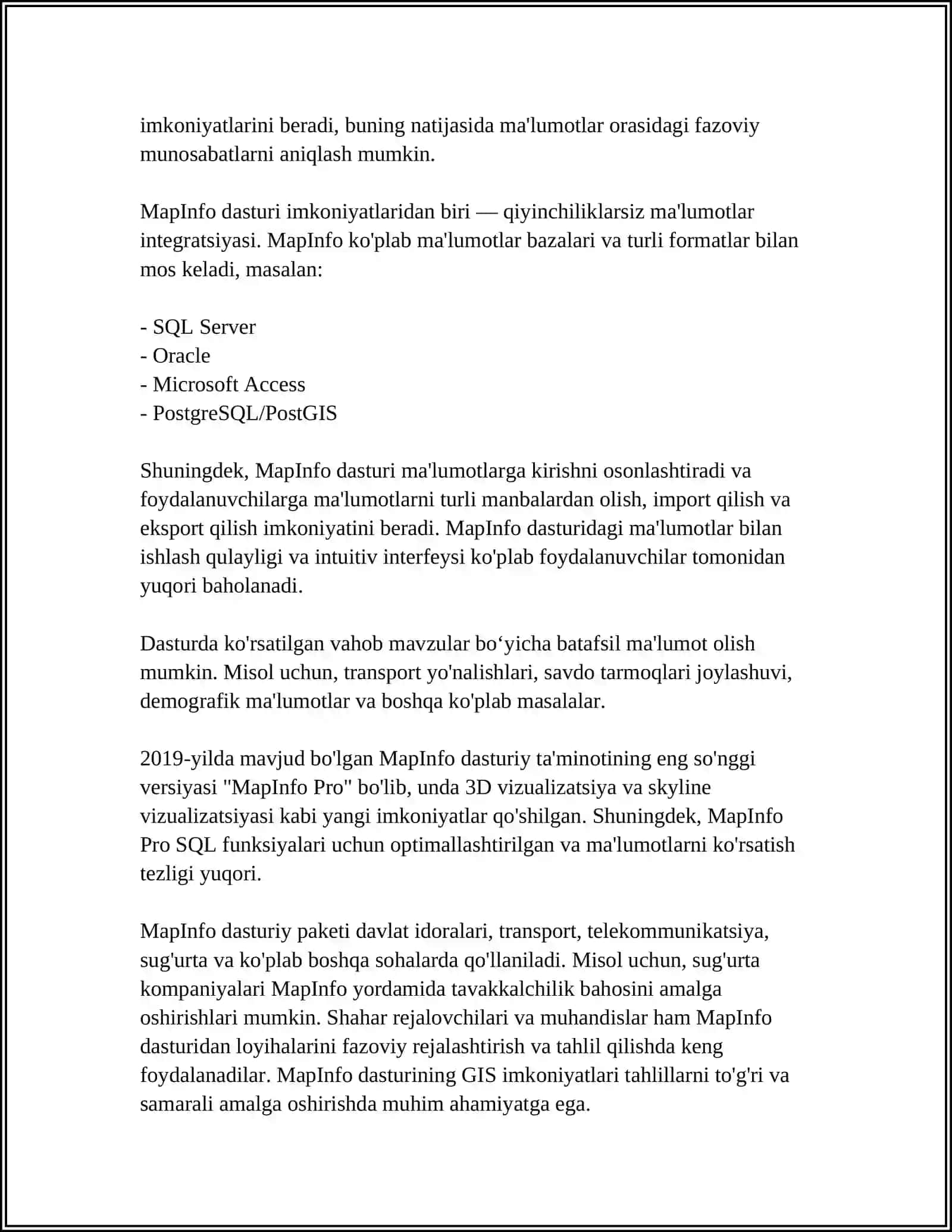 MapInfo dasturiy paketi 4