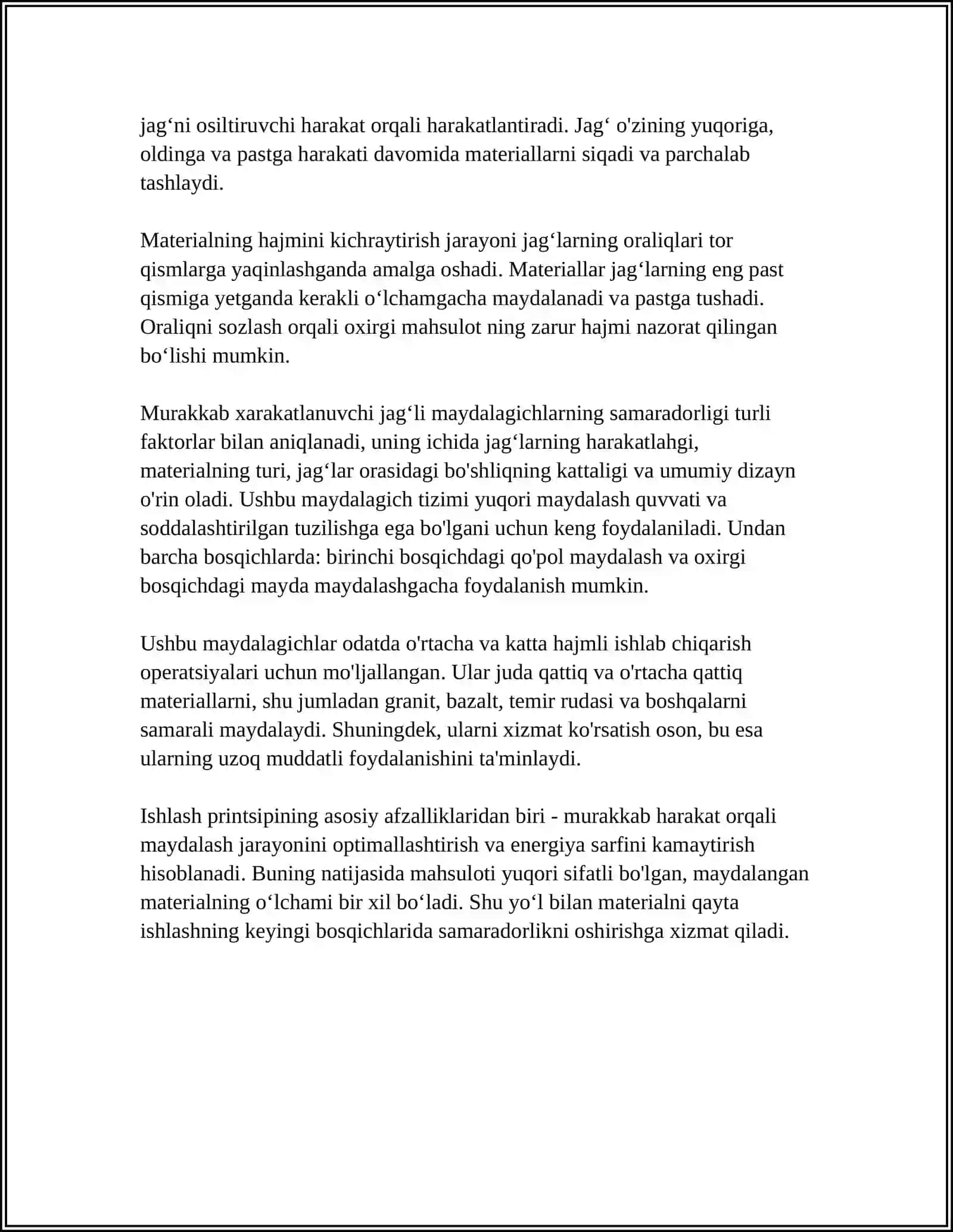 MURAKKAB XARAKATLANUVCHI JAGʻLI MAYDALAGICHLAR 4