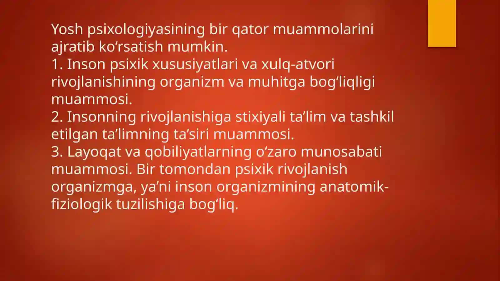 PSIXIK RIVOJLANISH VA UNI DAVRLASHTIRISH MUAMMOSI 4