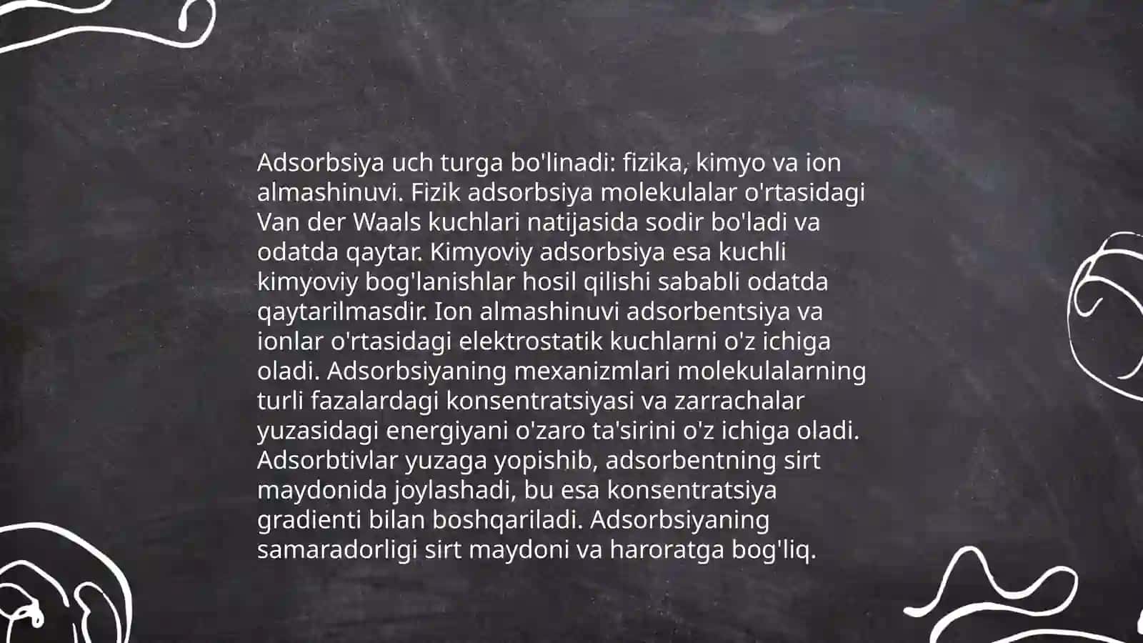 Organizmning hayot faoliyatida adsobsiya jarayoni 4
