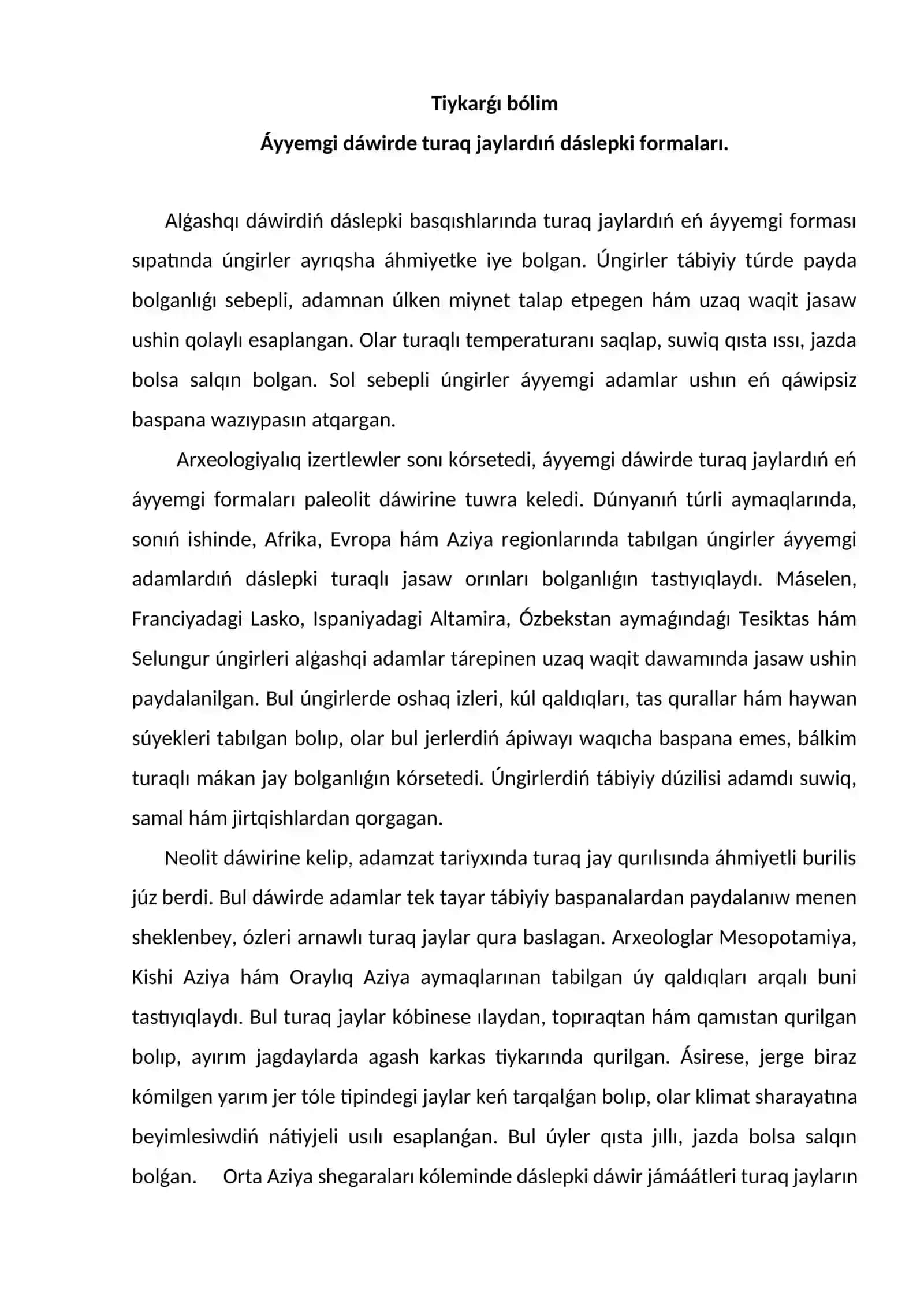 Alģashqı dáwir turaq jay qurılısınıń baslanıwı 4