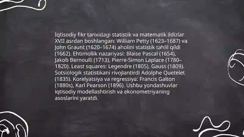 Ekonometrika fanining kelib chiqish tarixi va rivojlanish bosqichlari 4