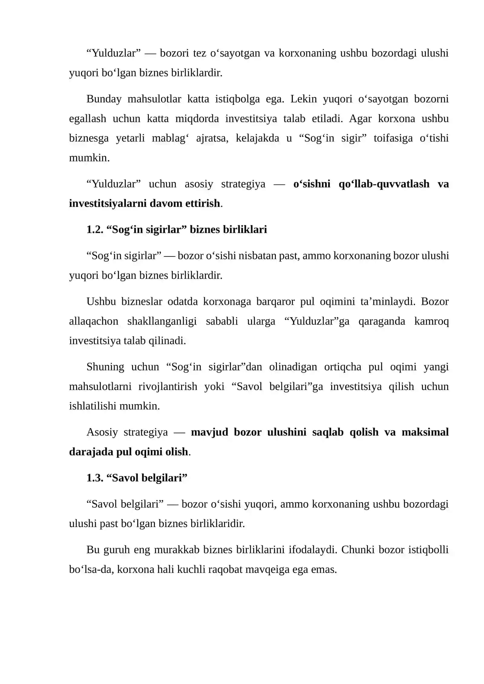 BCG MODELI ASOSIDA KORXONANI BAHOLASH 4