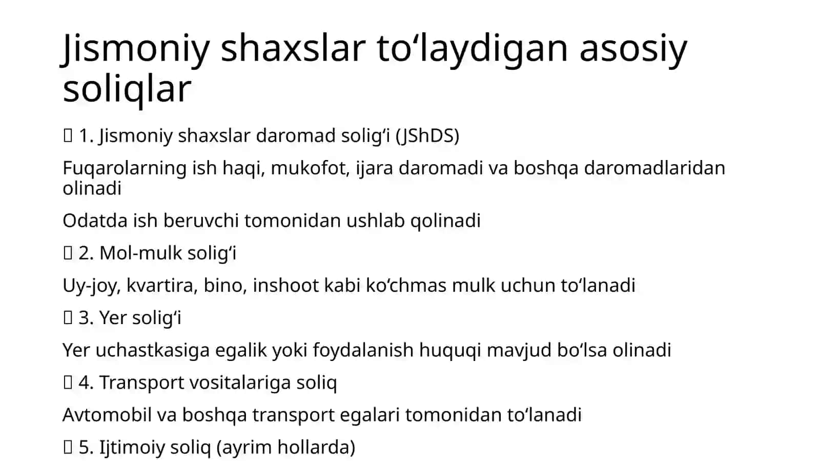Jismoniy shaxslardan olinadigan soliqlar va ularning ahamiyati 4