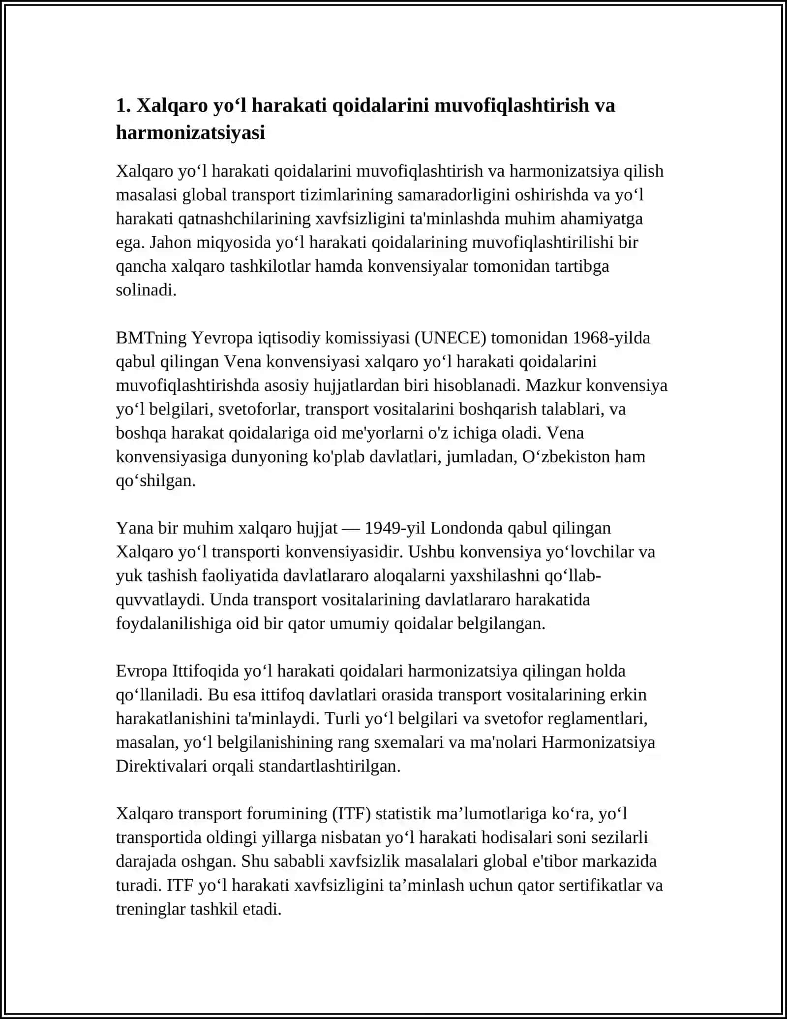 XALQARO TASHUVLARDA YÖL HARAKATI XAVFSIZLIGINI TAMINLASH MASALALARI 4