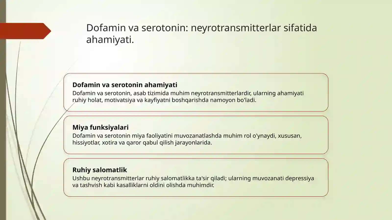 Dofamin va dofaminergik vositalar. Serotonin va serotoninergik vositalar 4