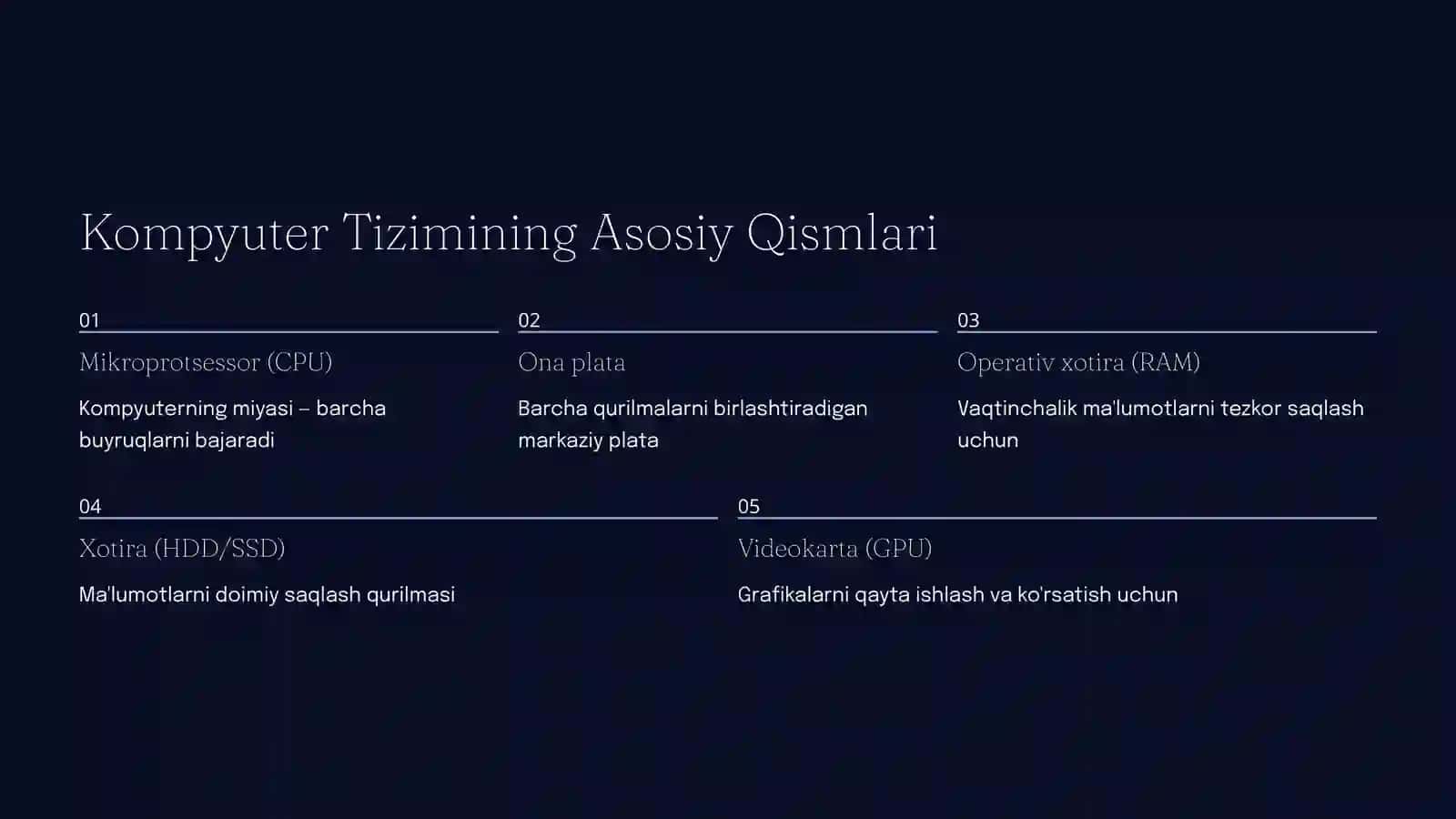 Raqamli Qurilmalar va Kompyuter Tuzilishi 4