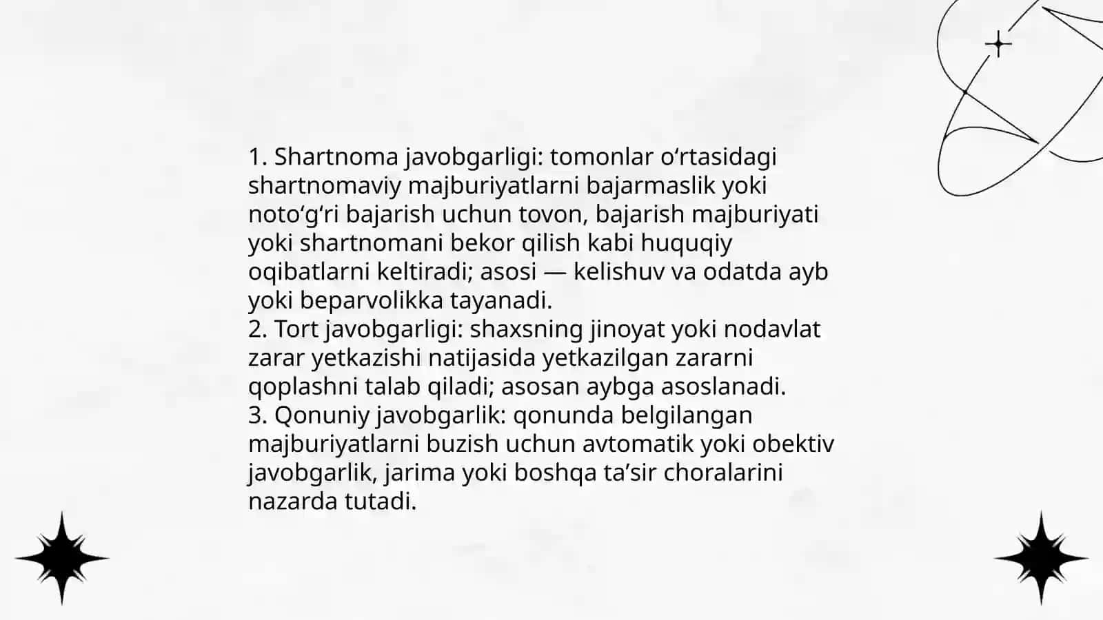 Majburiyatlarni buzganlik uchun javobgarlik. Majburiyatlarni bekor boʻlishi 4