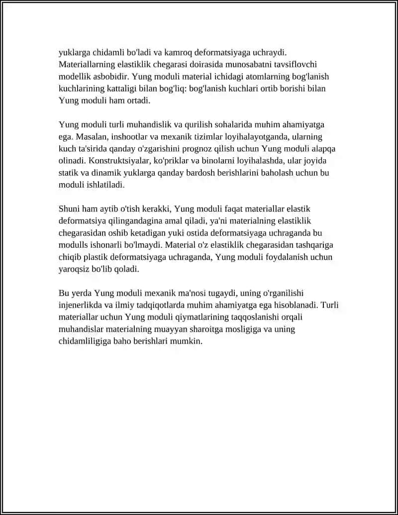 QATTIQ JISMLARNING VA BIOLOGIK TOʻQIMALARNING YUNG MODULINI EGILISH METODI BILAN ANIQLASH 4
