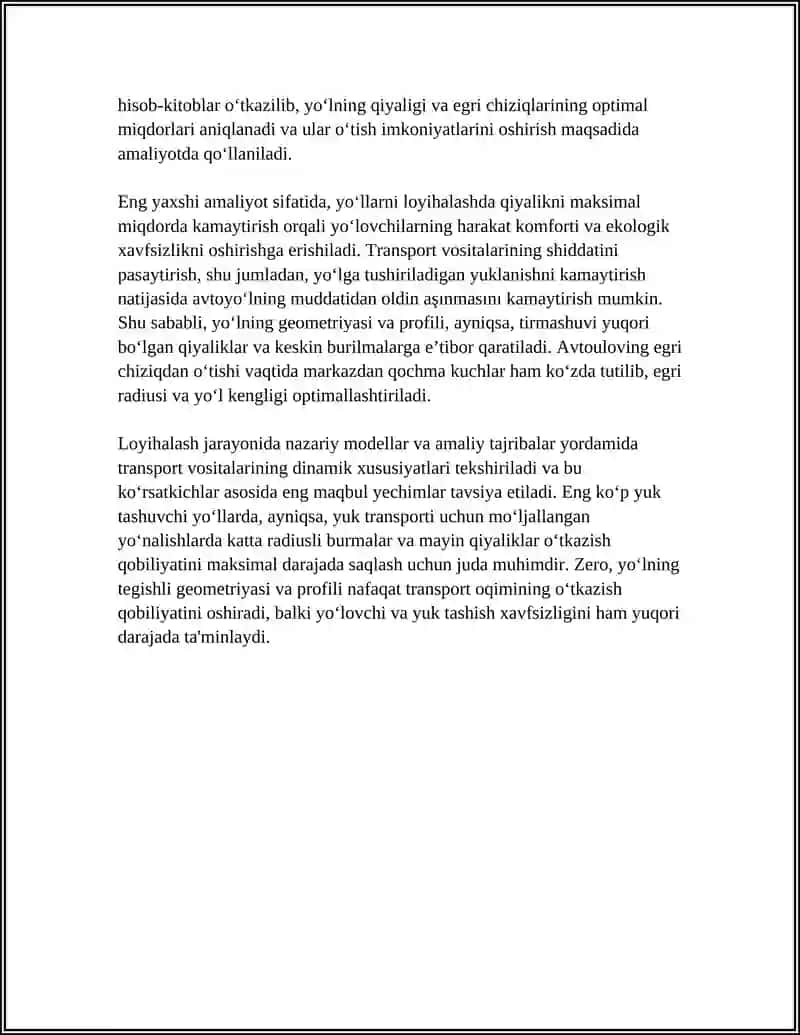 AVTOMOBIL YOʻLLARINING OʻTKAZISH QOBILIYATIGA TAʼSIR KOʻRSATUVCHI OMILLAR 4