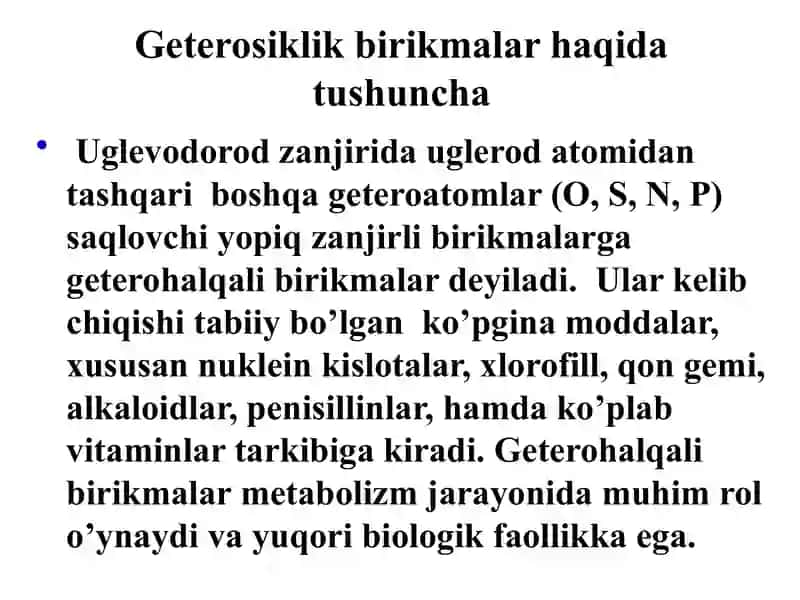 GETEROHАLQАLI BIRIKMАLАR METАBOLITLАR VАDORIVOR MODDАLАR SIFАTIDА 4