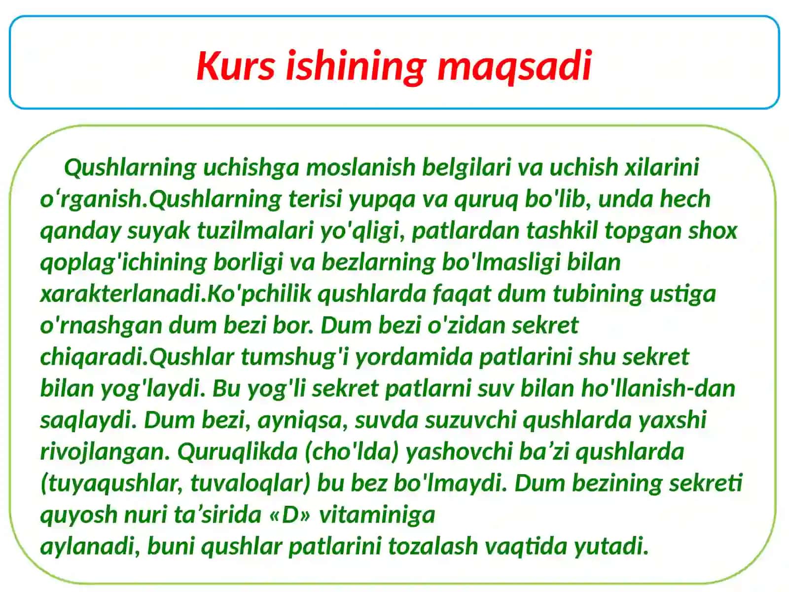 Qushlarning uchishga moslashish belgilari va uchish xillari 4