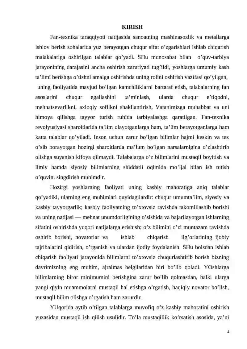 KASB TA’LIMI PRAKTIKUMI 4