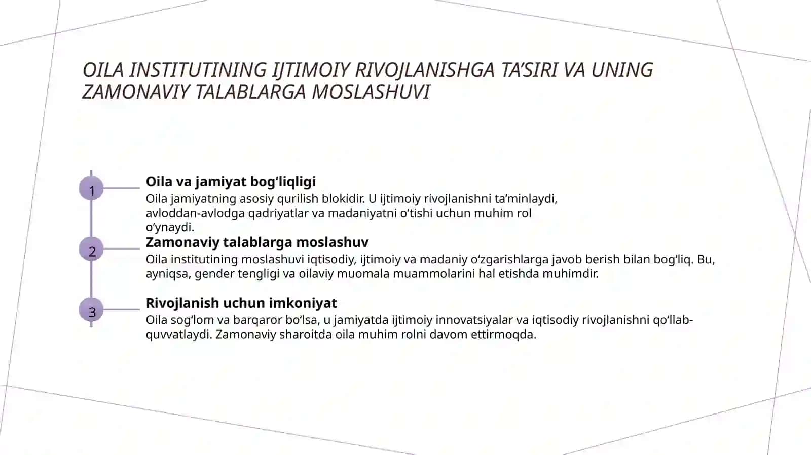 Oilaning jamiyat taraqiyotida tutgan oʻrni 21asr oilasi 4