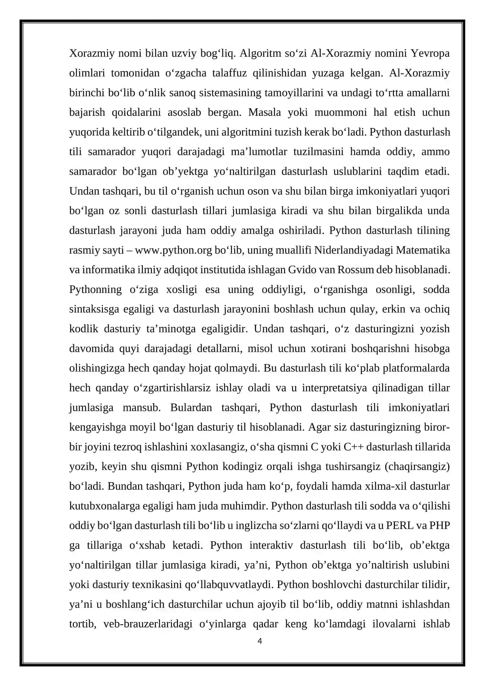 PHYTON dasturlash tilida interaktiv rejim: birinchi dastur 4