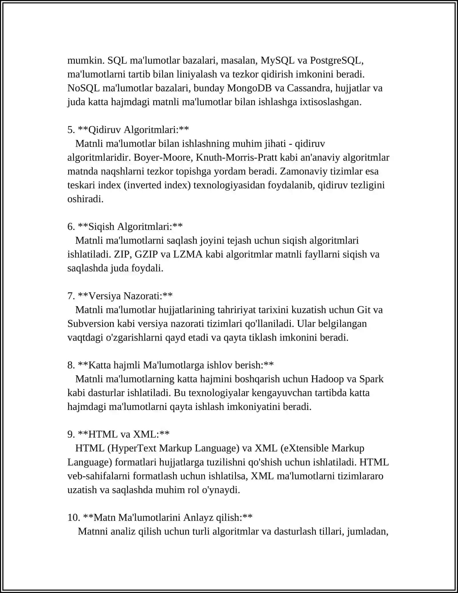 Matnli Ma'lumotlar Strukturasi va Tashkil Etilishi 4