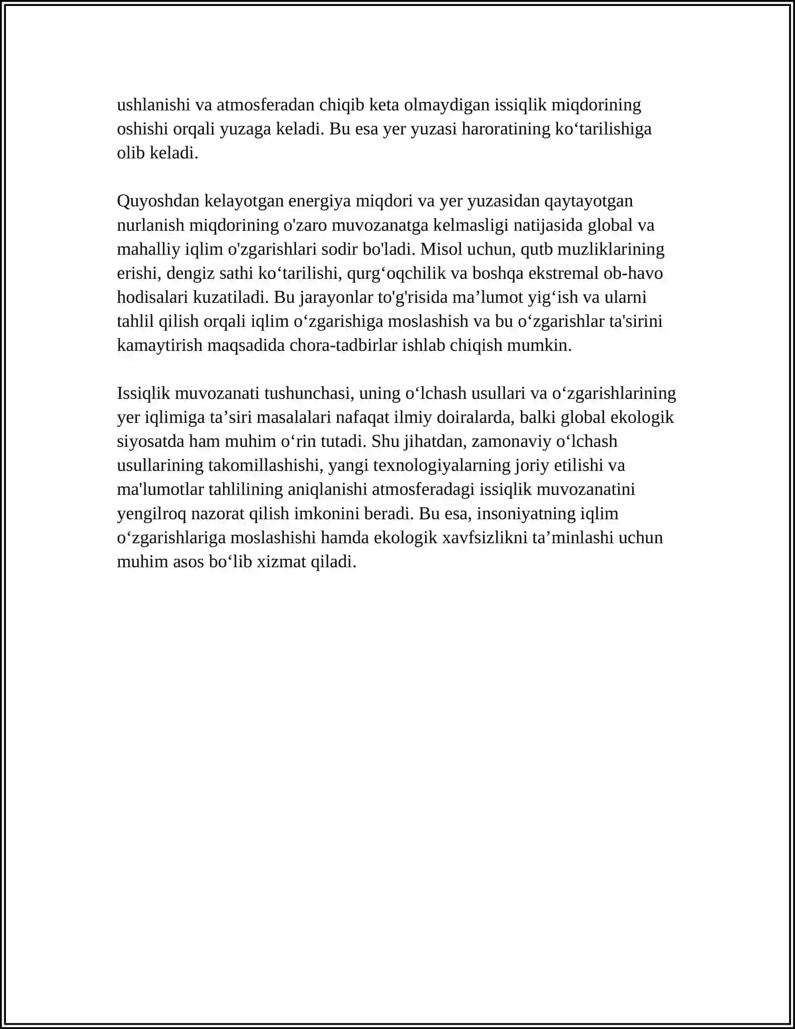 ATMOSFERADAGI ISSIQLIK MUVOZANATI OʻZGARISHINING SAYYORA IQLIMIGA TAʼSIRI,PARNIK EFFEKTI 4