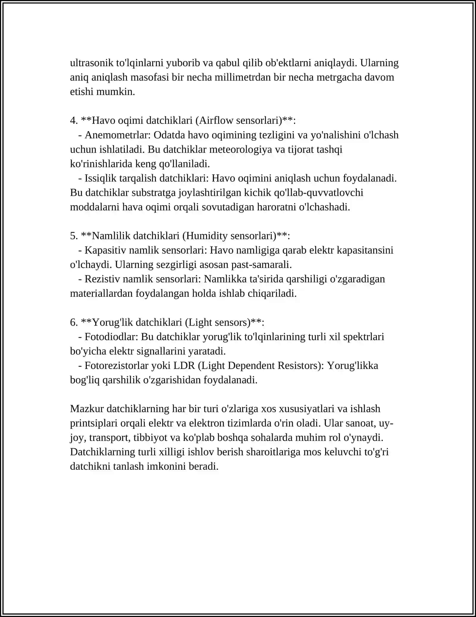 ELEKTRIK DATCHIKLAR. TENZOMETRIK DATCHIKLAR ULARNING TURLARI VA ISHLASH PRINTSIPLARI 4
