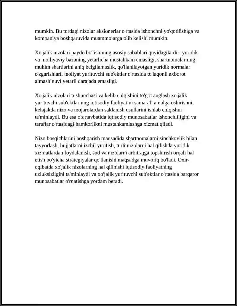 XO`JALIK NIZOLARI TUSHUNCHASI VA ULARNING KELIB CHIQISH ASOSLARI 4