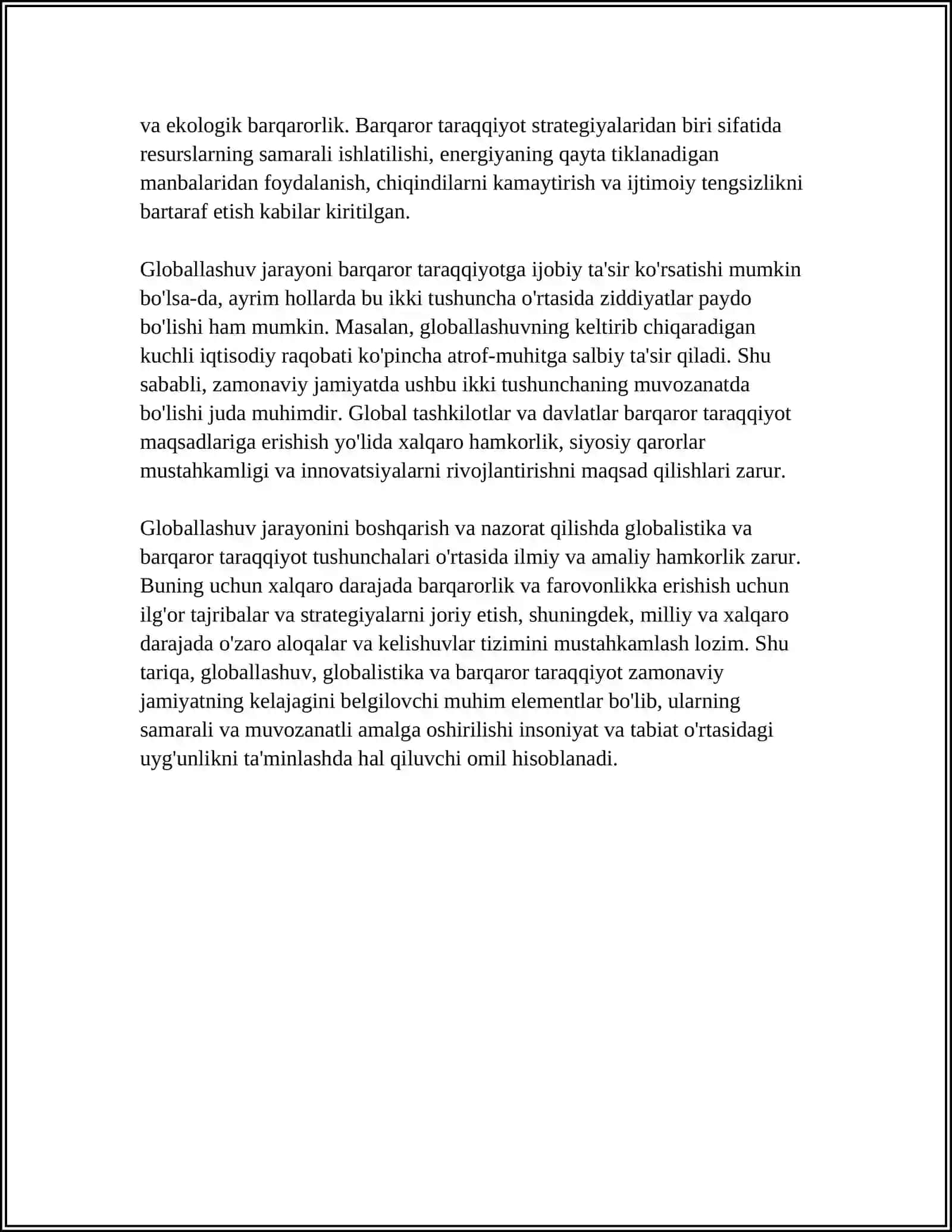 GLOBALLASHUV, GLOBALISTIKA VA BARQAROR TARAQQIYOT TUSHUNCHALARINING MOHIYATI 4