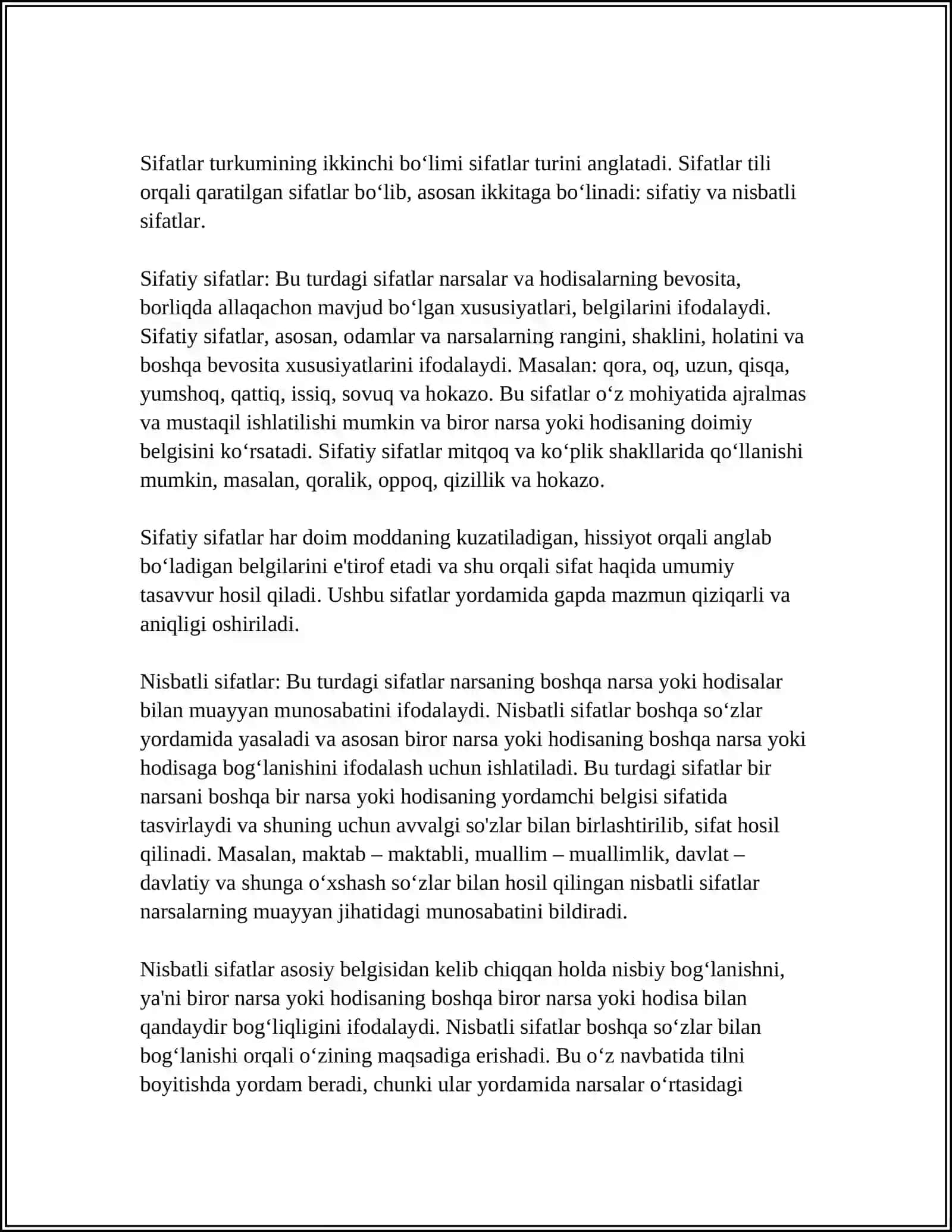 SIFAT SO'Z TURKUMI 4