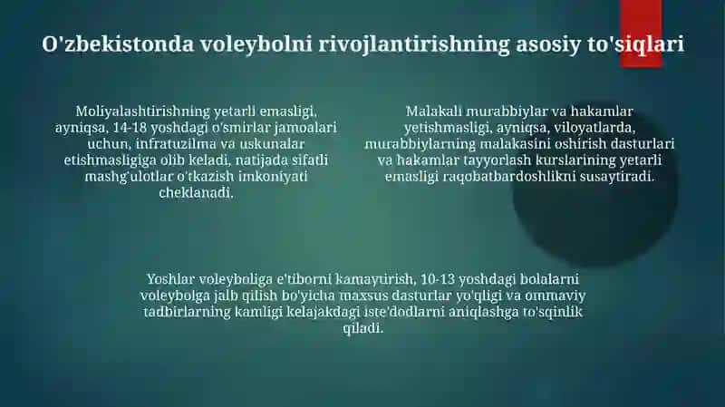 Jahon va ozbekistonda valiboln rivojlantrishning dalzard momolari 4