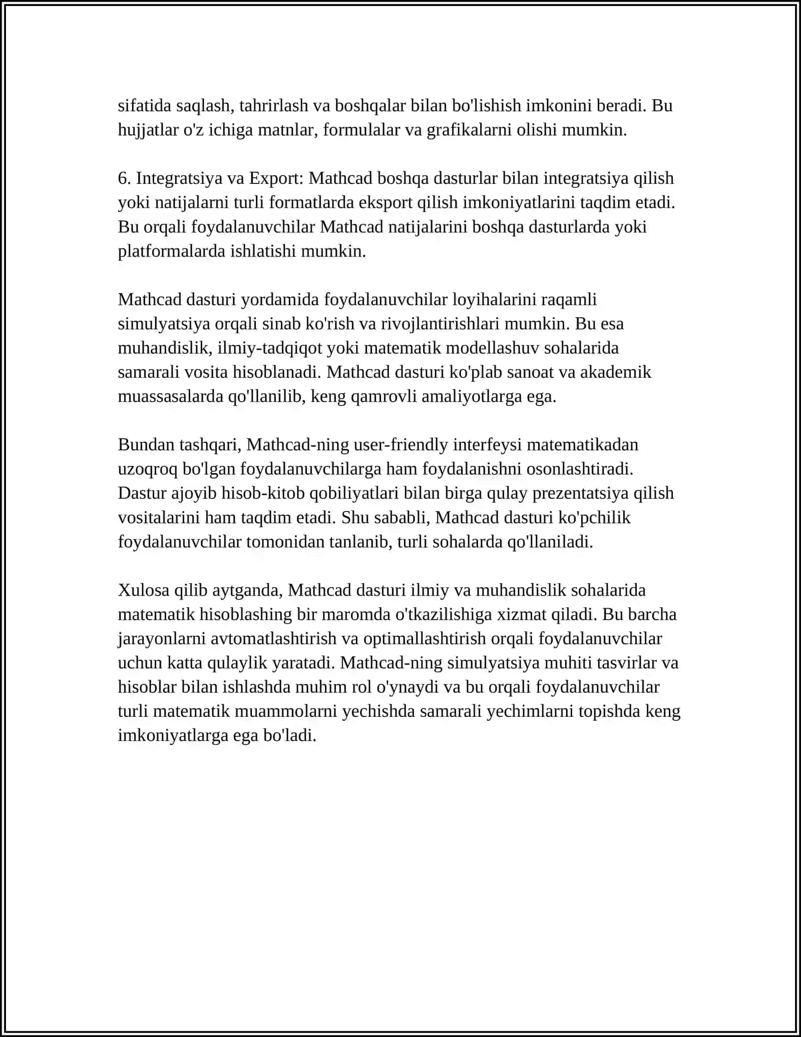 MATHCAD SIMULIYATSI MUHITI HAQIDA TUSHUNCHA BERING 4