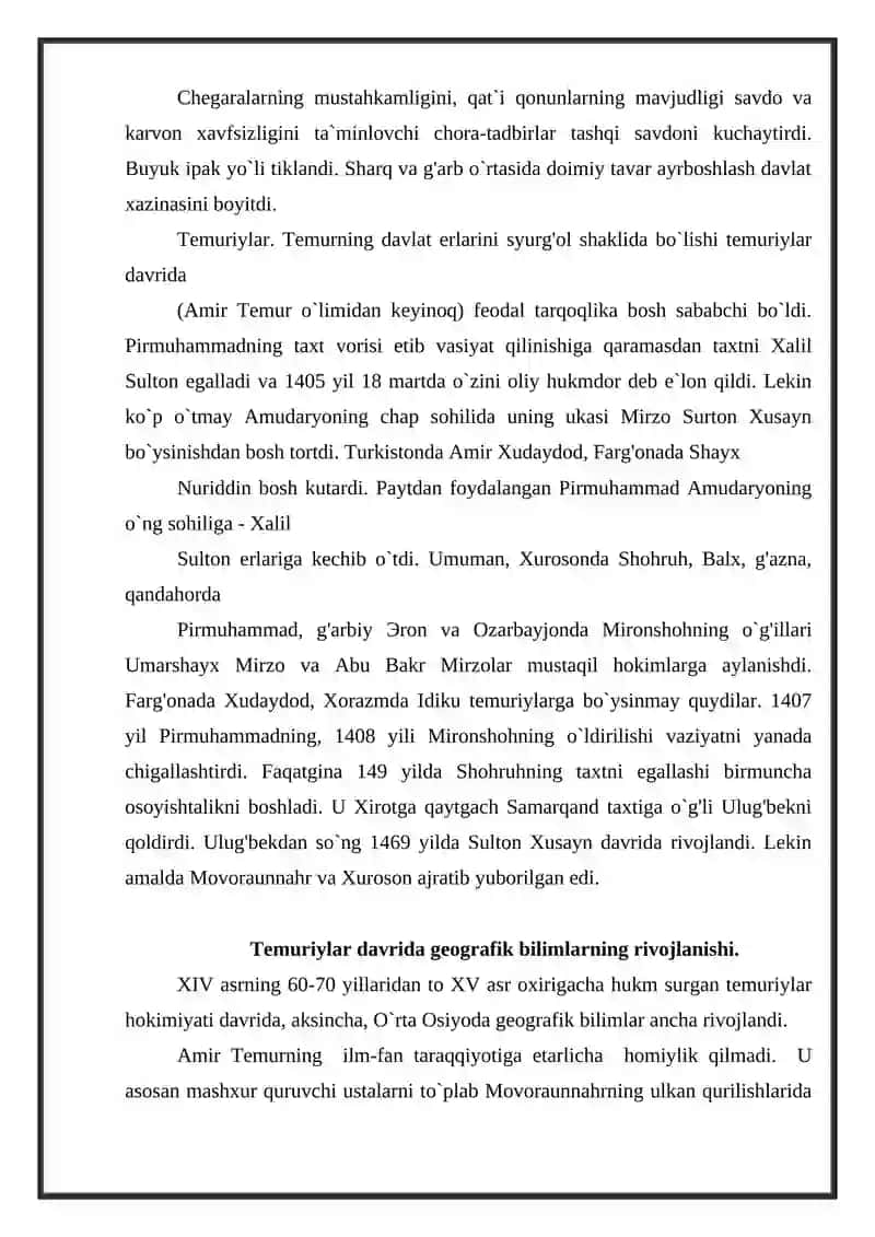 AMIR TEMUR VA TEMURIYLAR DAVRI TARIXIY GEOGRAFIYASI 4