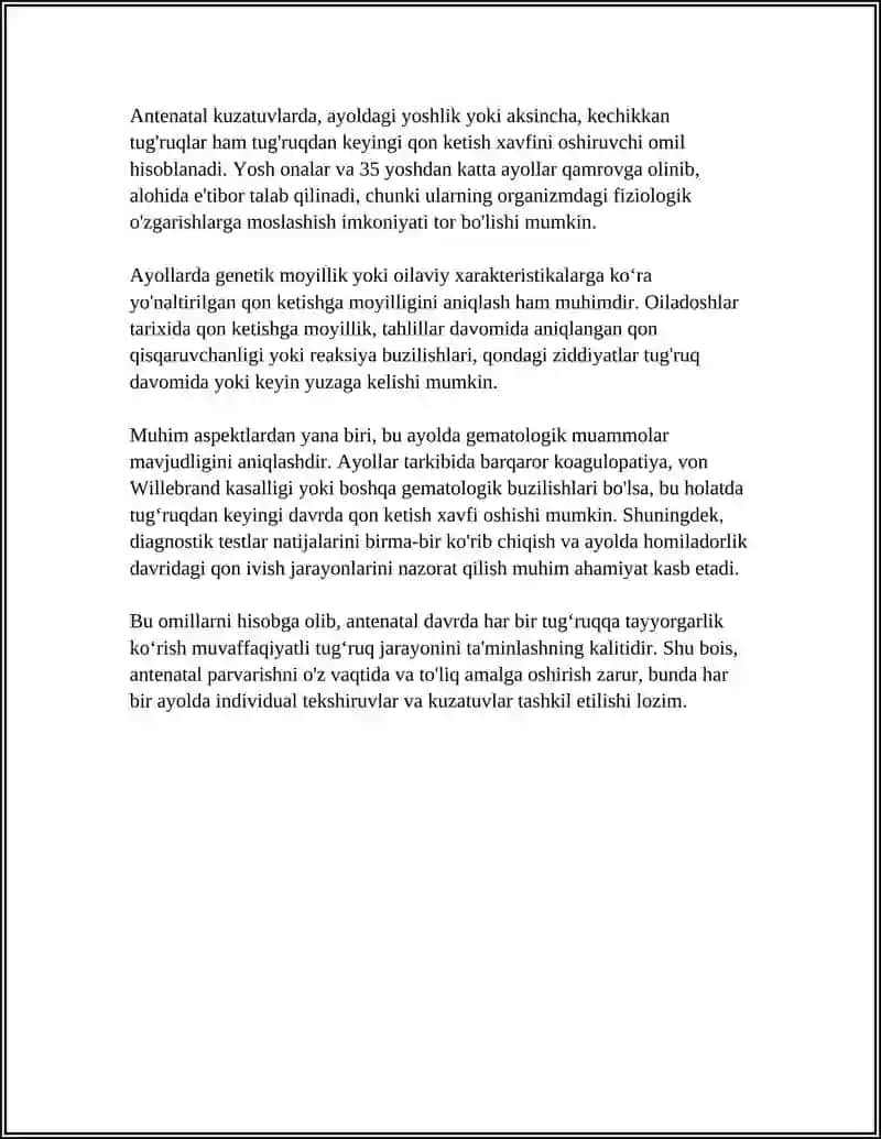 TUGʻRUQDAN KEYINGI DAVRDA QON KETISHINI OLDINI OLISH 4