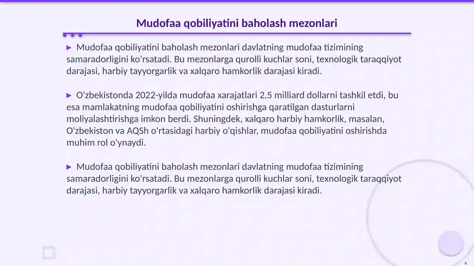 Milliy xavfsilik va mamlakat mudofaa qobilyatining mustahkamlanishi 4