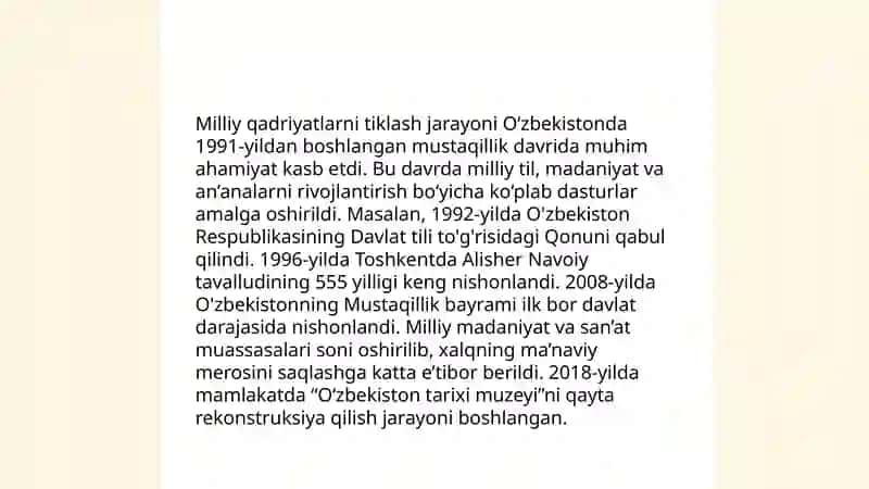Yangi O'zbekistonda amalga oshirilayotgan ma'naviy o'zgarishlar 4