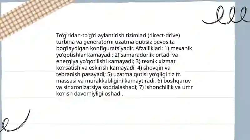 Turbina va generator o'rtasidagi energetik bog'lanish 4