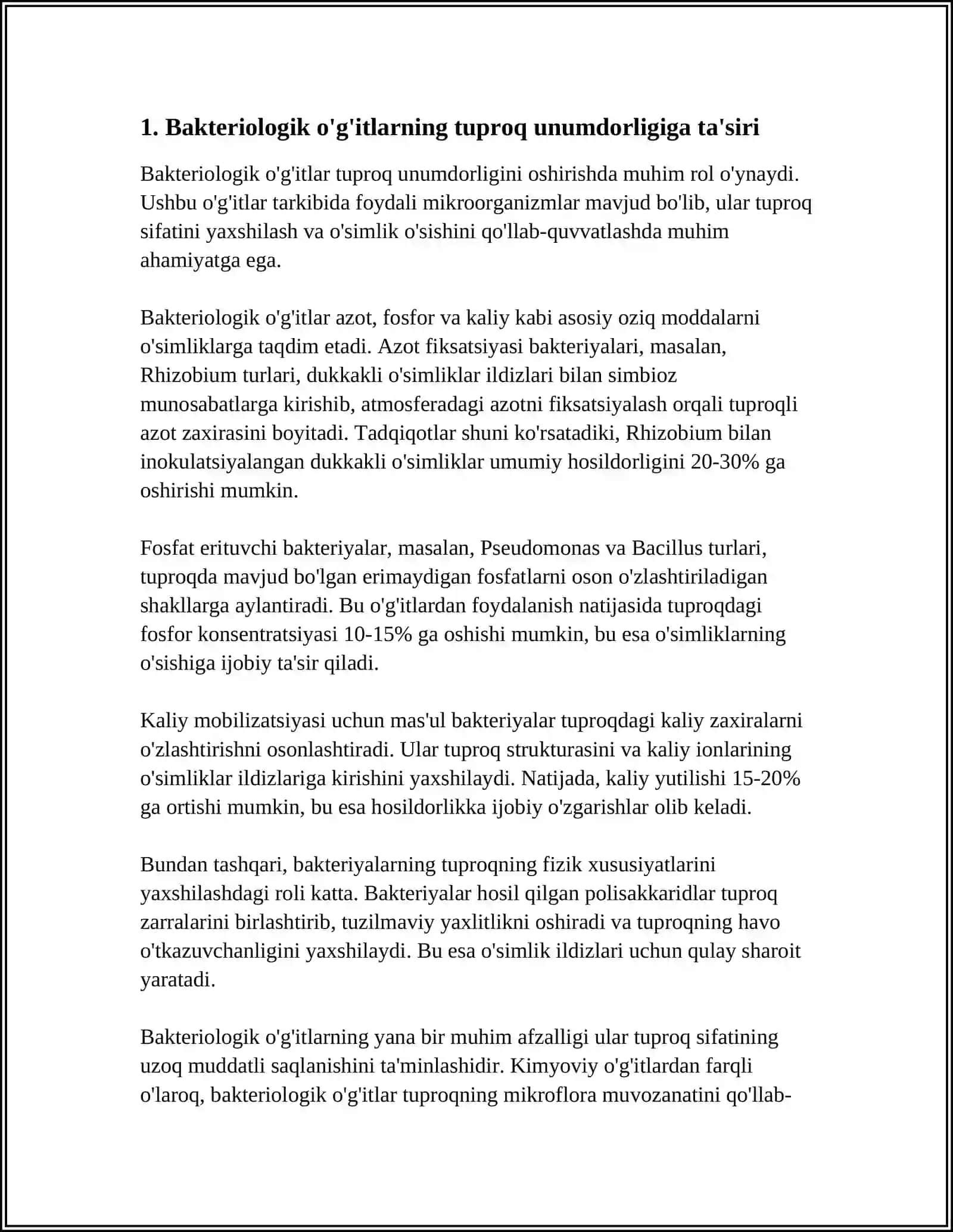 TUPROQ UNUMDORLIGINI OSHIRISHDA BAKTERIOLOGIK O'G'ITLARNI QO'LLASH 4