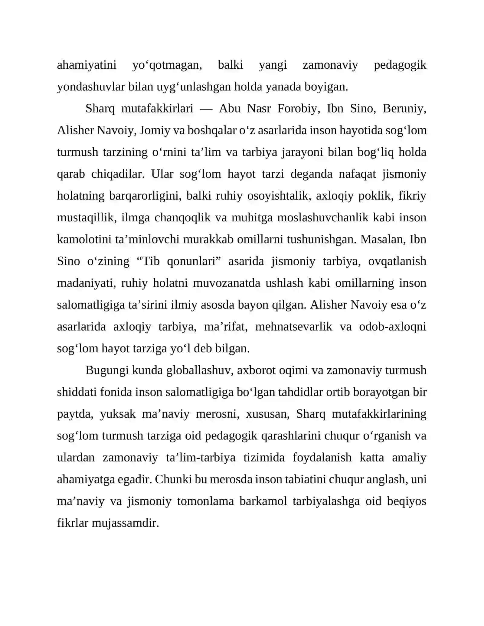 ShARQ MUTAFAKKIRLARINING SOG‘LOM TURMUSh TARZIGA OID PEDAGOGIK QARAShLARI 4