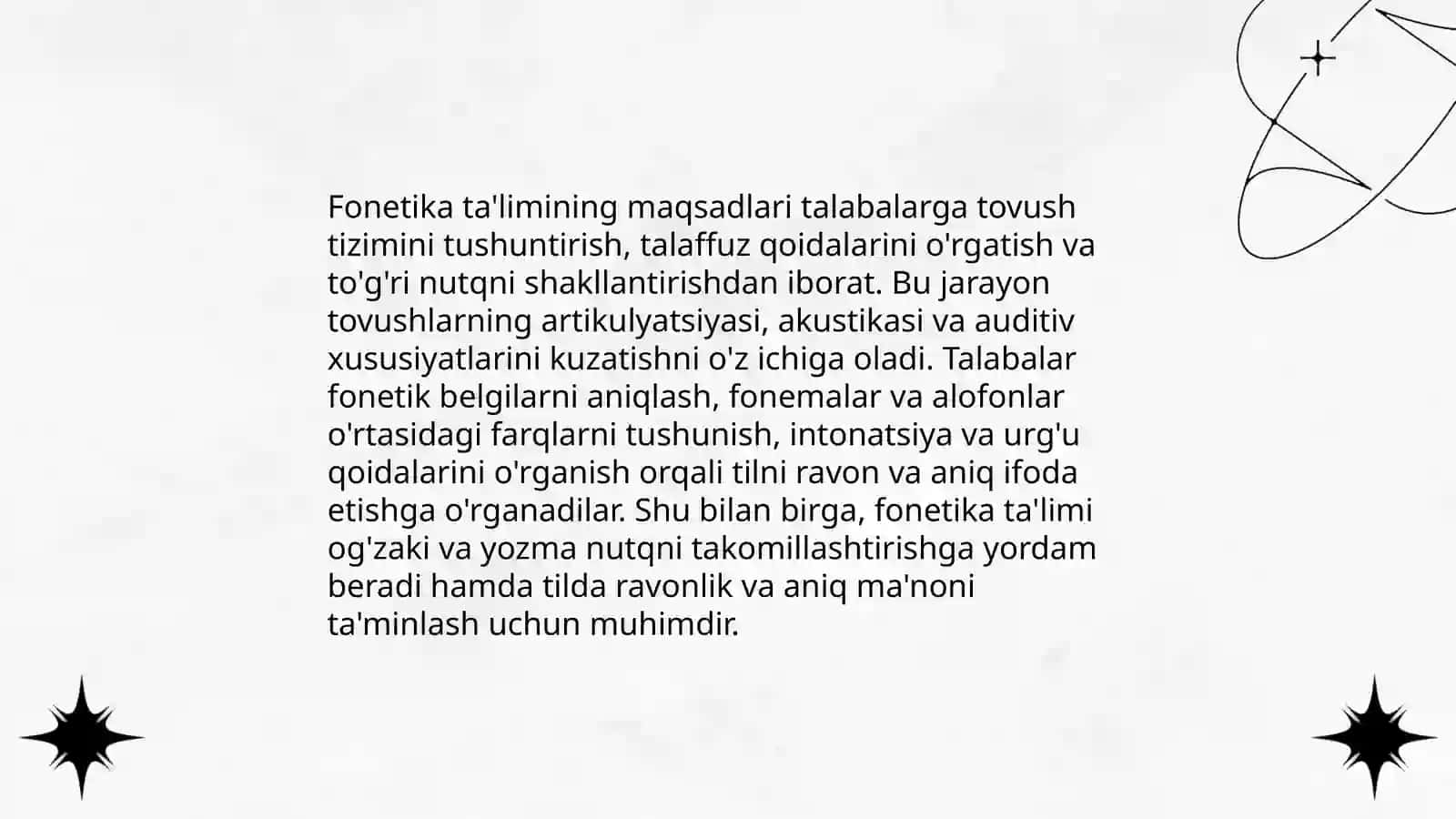 Fonetika o'qitishning maqsadi, vazifasi va tamoyillari 4