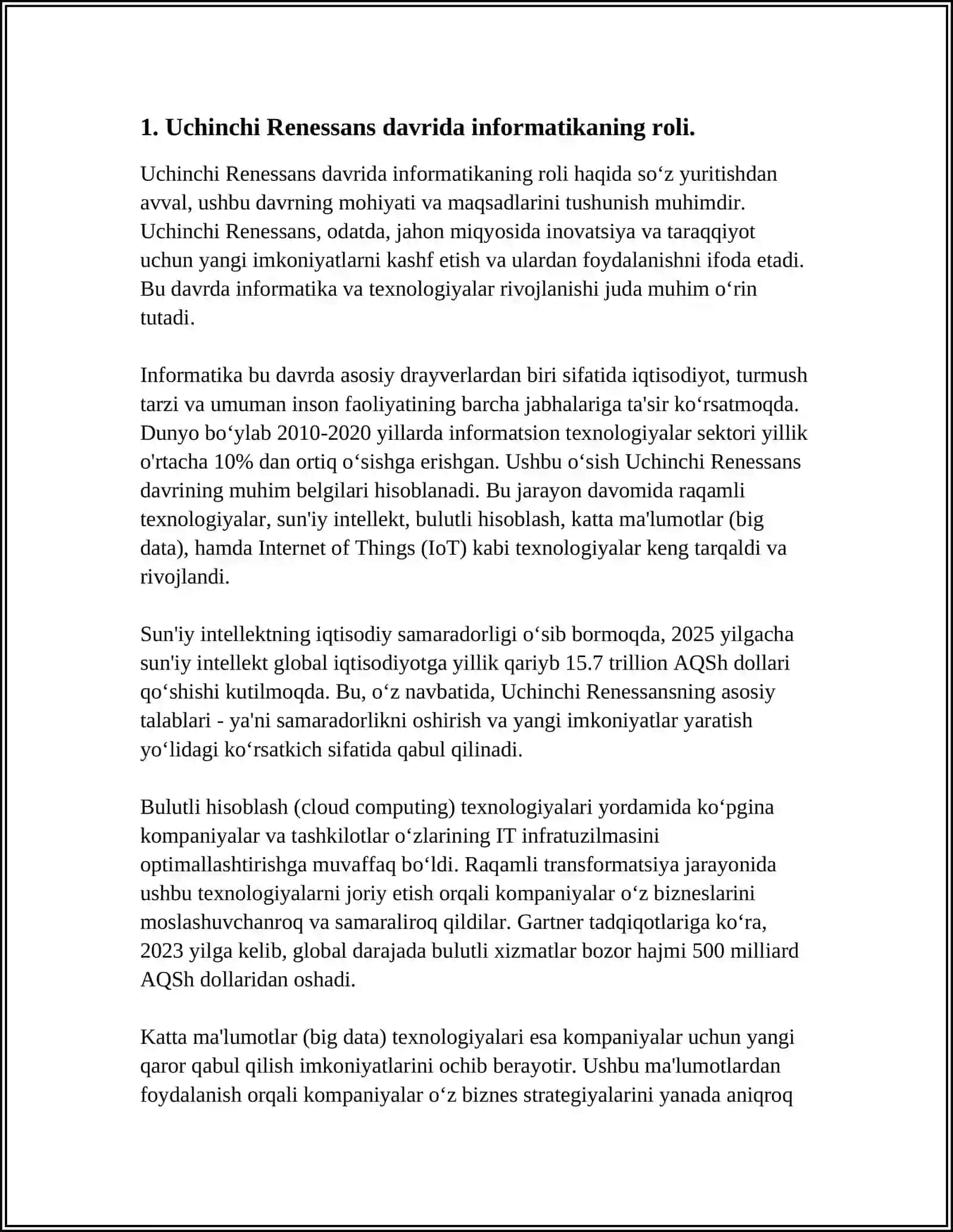 UCHINCHI RENASSANS-YANGI O‘ZBEKISTON TARAQQIYOTINING TAMAL TOSHI.(INFORMATIKA SHAKLIDA) 4