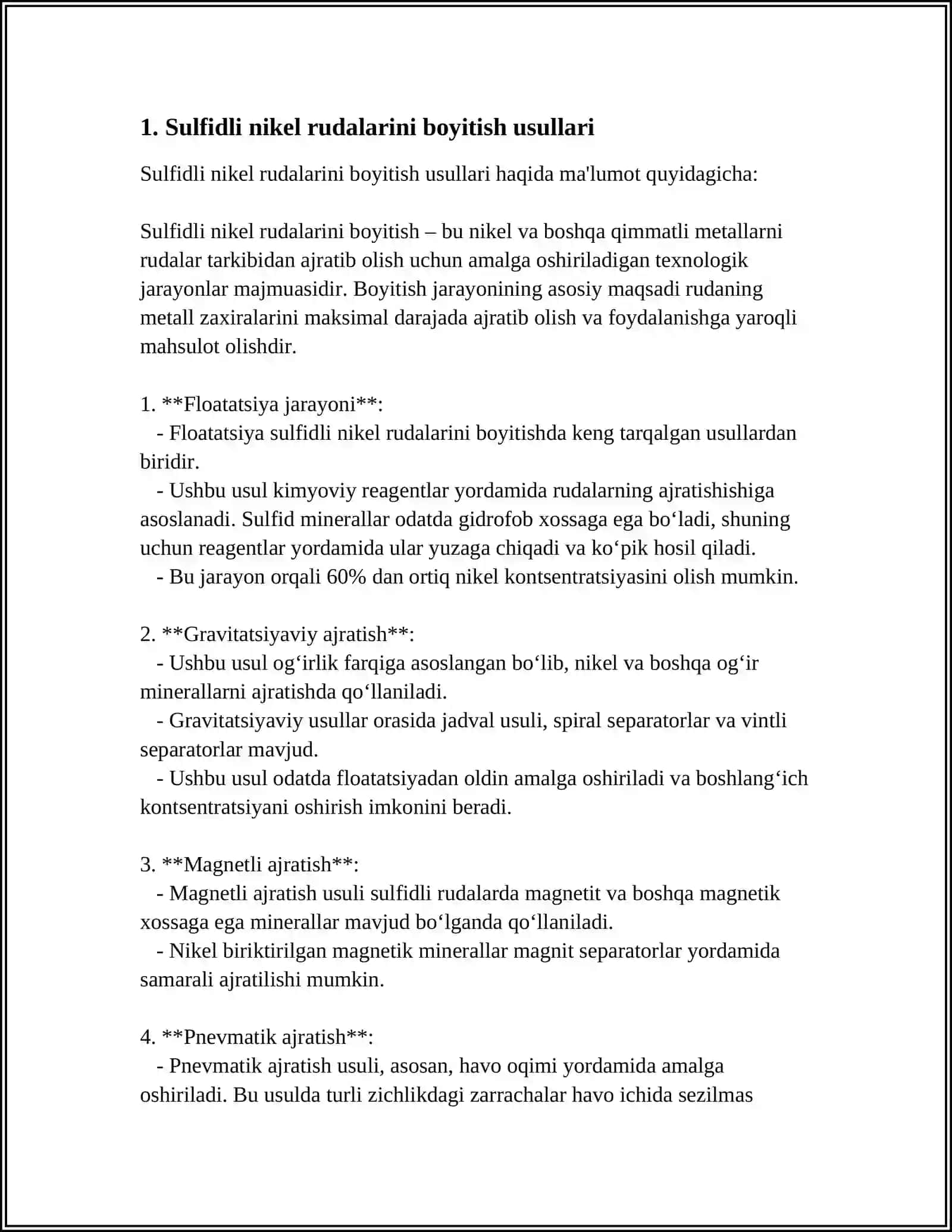 SULFIDLI NIKEL RUDALARINI QAYTA ISHLASH TEXNOLOGIYASI 4